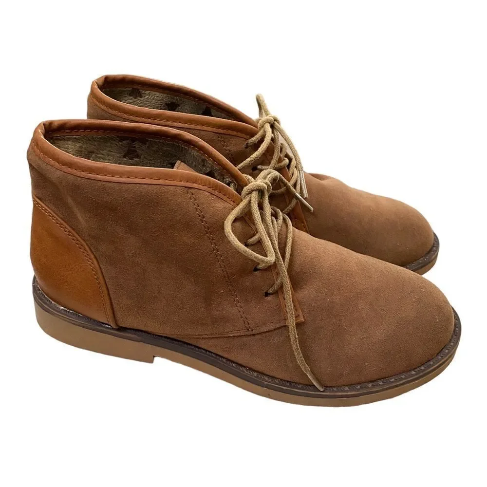 Bella Marie Women's Tan Lace Tie Ankle Boots Booties 7.5
